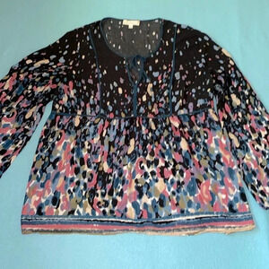 WEEKEND Suzanne Betro tunic balloon long sleeve ties at neck and wrists size 3X